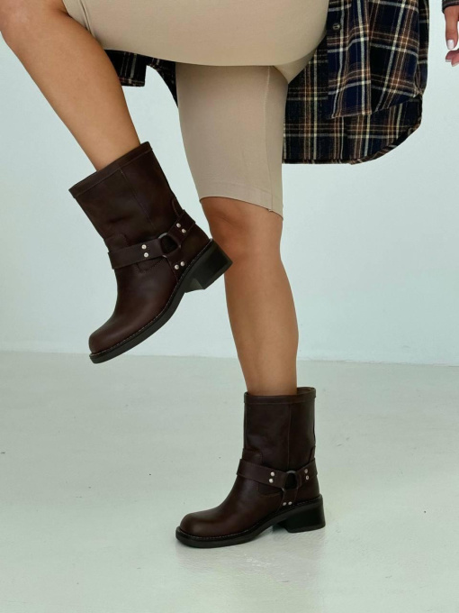 Женские кожаные ботинки из винтажной кожи коричневого цвета с кожаной подкладкой (534/Хейли) модель P_194424-S39_194424 Фото