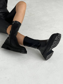 Жіночі черевики зі шкіри чорного кольору з овчиною та стрейч-шкірою (522/21181) модель P_135311-S36_20000707 Фото