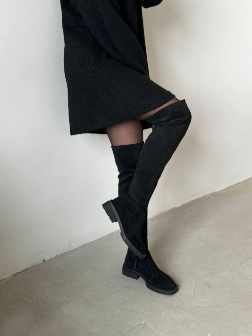 Ботфорти замшеві з шкіряною підкладкою чорні (900-5/Кароліна2) модель P_140322-S38_140322 Фото