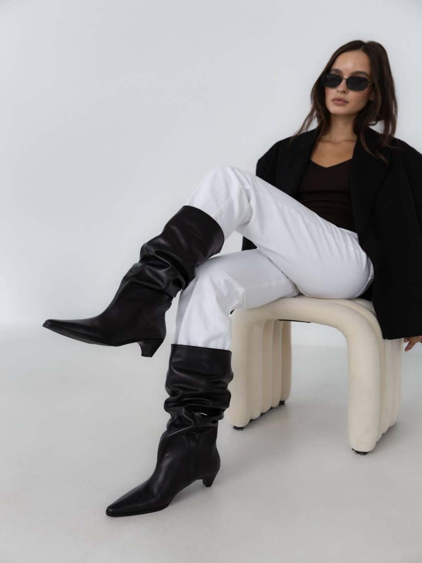 Черные кожаные сапоги с заостренным носиком и байковой подкладкой Черный (622/4086) модель P_229201-S39_229201 Фото