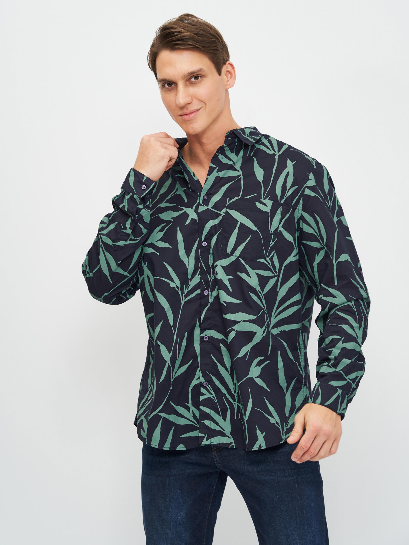 Сорочка повсякденна H&M модель 5016191sm_сине-зеленый Сорочка повсякденна H&M модель 5016191sm_сине-зеленый Фото