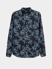 Рубашка повседневная H&M модель 5016196RP12_темно-синий с рисунком Фото