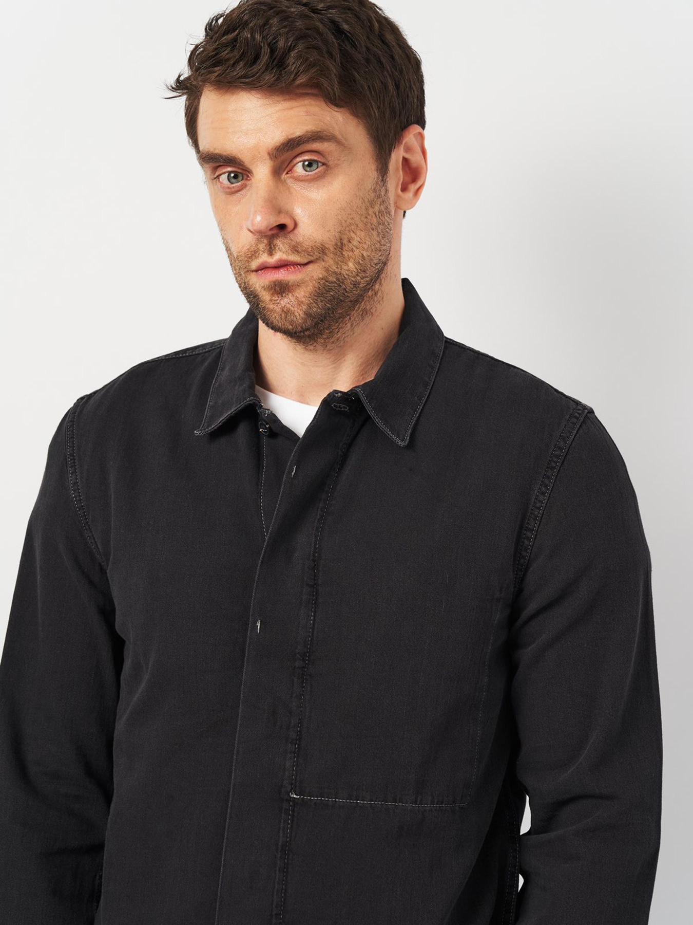 Рубашка повседневная Weekday модель 8542161ral_Черный вымытый Фото