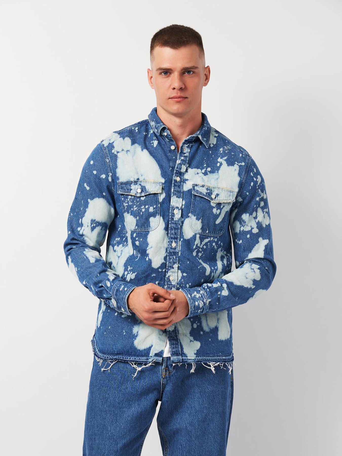 Рубашка повседневная H&M модель 2001140ral_Синий Фото