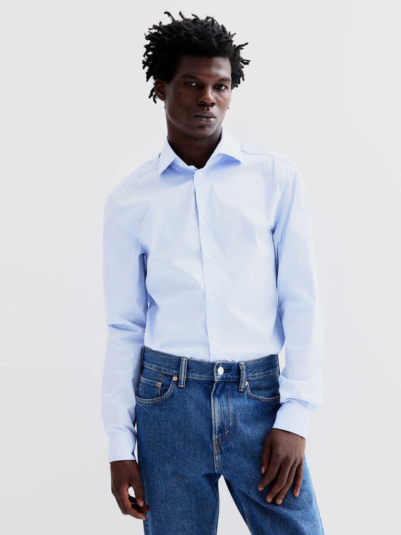 Сорочка H&M модель 8418087wer_Светло-голубой Фото