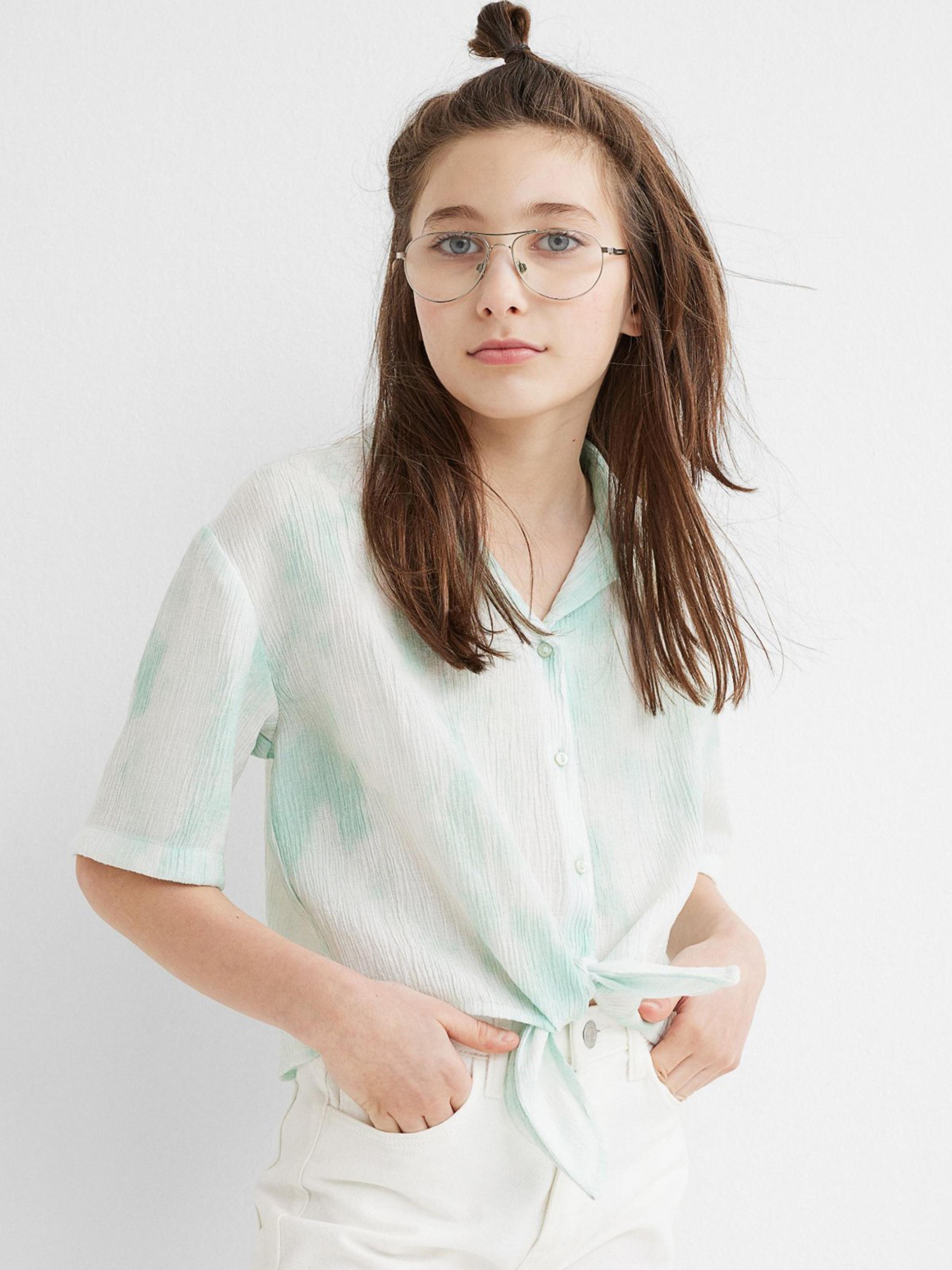 Блуза H&M модель 10251155kwer_Бирюзовый Фото