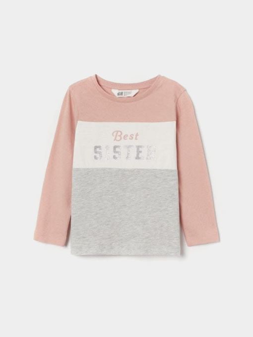 Лонгслив H&M модель 9093473kwer_Розово-серый Фото