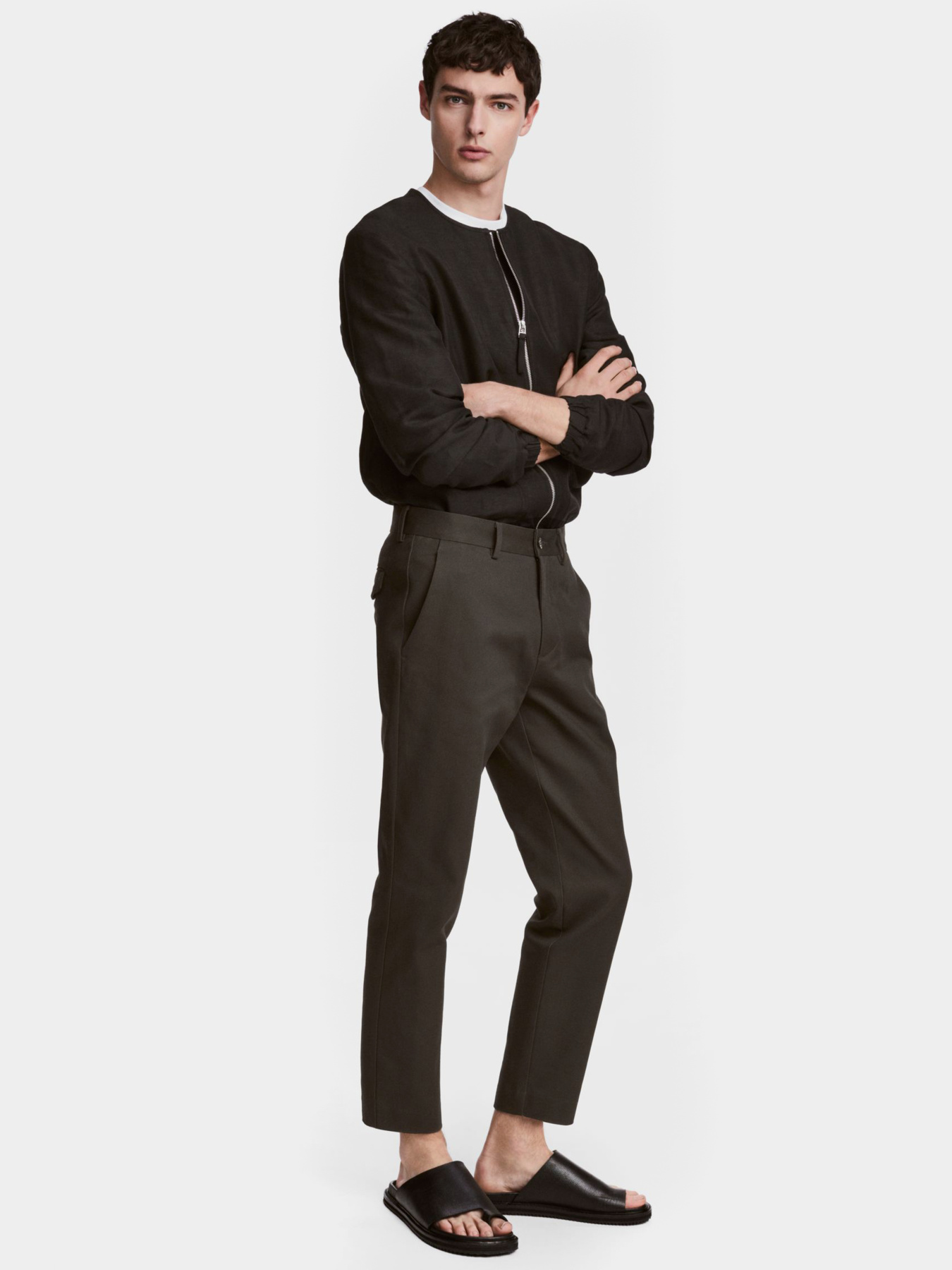 Чиносы H&M модель 5004835log_Серо-зеленый Фото