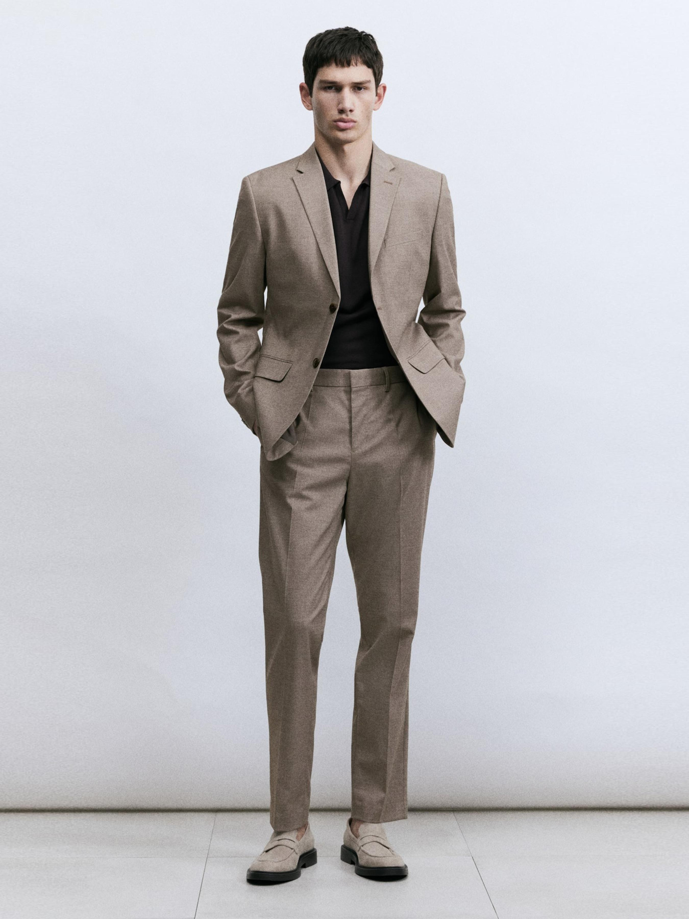 Классические штаны H&M модель 7140322wer_Темно-бежевый Классические штаны H&M модель 7140322wer_Темно-бежевый Фото