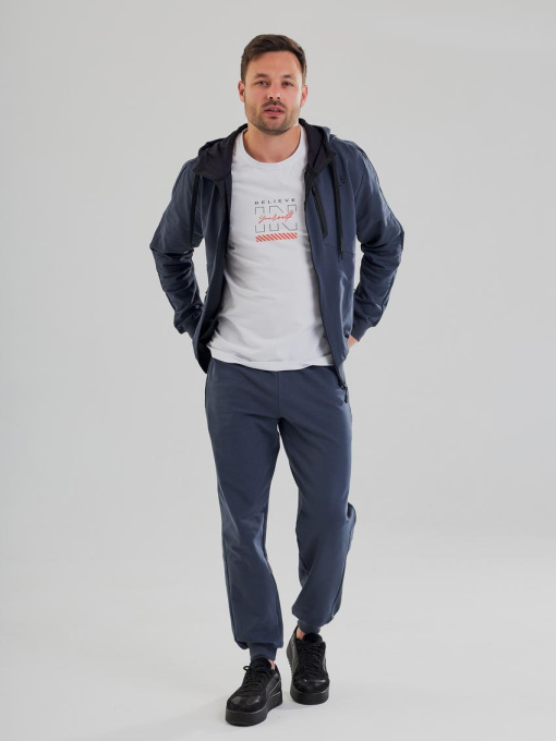 Спортивний костюм чоловічий (худі на замку+джогери) графіт модель M107.2-801 Фото