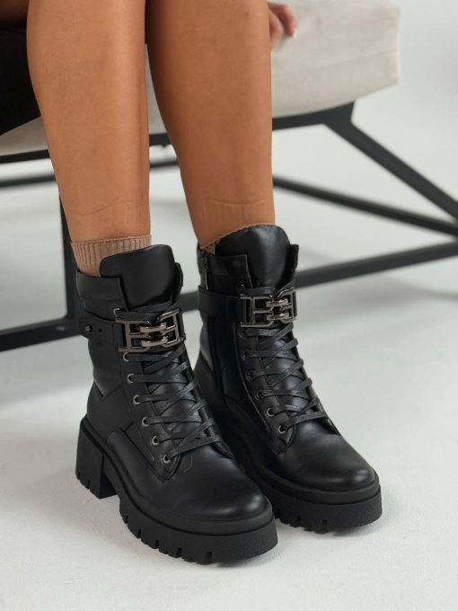 Женские ботинки из матовой черной кожи с байковой подкладкой (531) модель P_165356-S36_165363 Фото