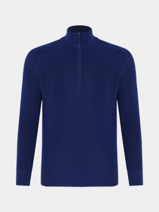 Синий шерстяной джемпер под горло модель 11303 Фото