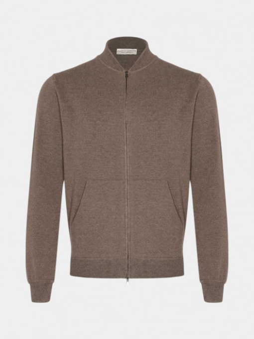 Темно-бежевый шерстяной свитшот на молнии модель 11317 Фото