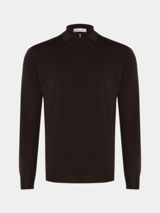Темно-коричневое шерстяное поло с длинными рукавами модель 11293 Фото