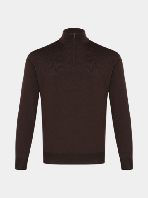 Темно-коричневый шерстяной джемпер под горло модель 11295 Фото