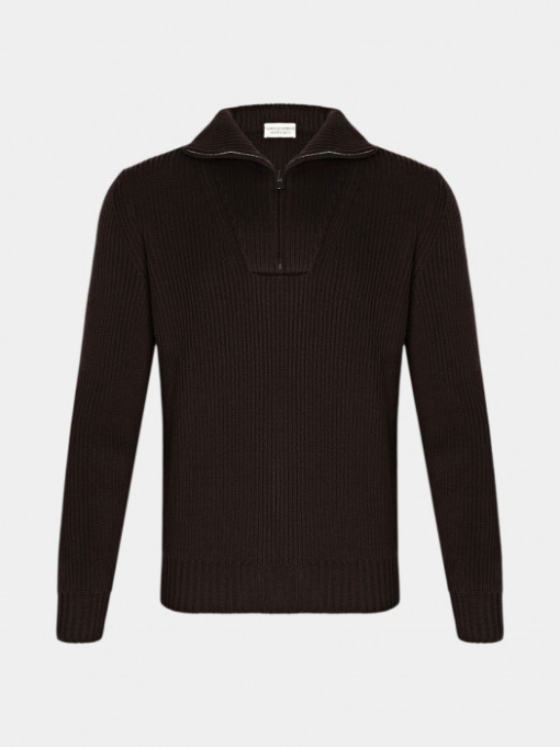 Темно-коричневый шерстяной свитер под горло модель 11306 Фото