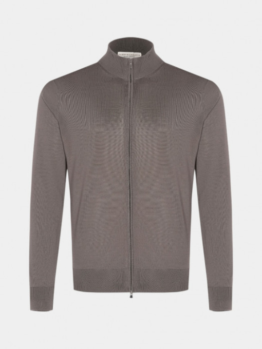 Темно-серый шерстяной кардиган на молнии модель 11299 Фото
