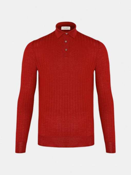 Красное шерстяное поло в рубчик модель 11308 Фото