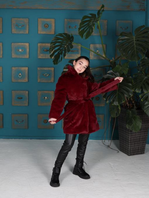 Шуба ISSA Plus Модель CD-485_burgundy Фото