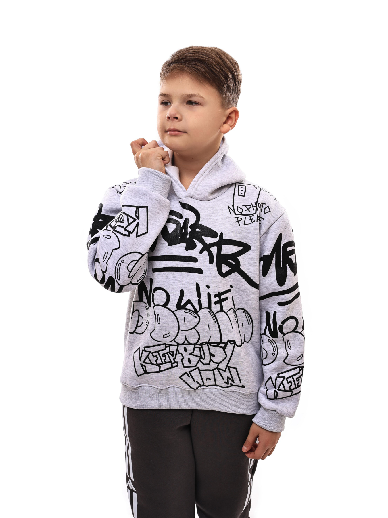 Худи для мальчика подростка Светло-серый STREAM модель 709819 Фото