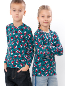 Новорічний дитячий джемпер унісекс з принтом "Санта", Бірюзовий Носи Своє (6025) модель 6025-santa Фото