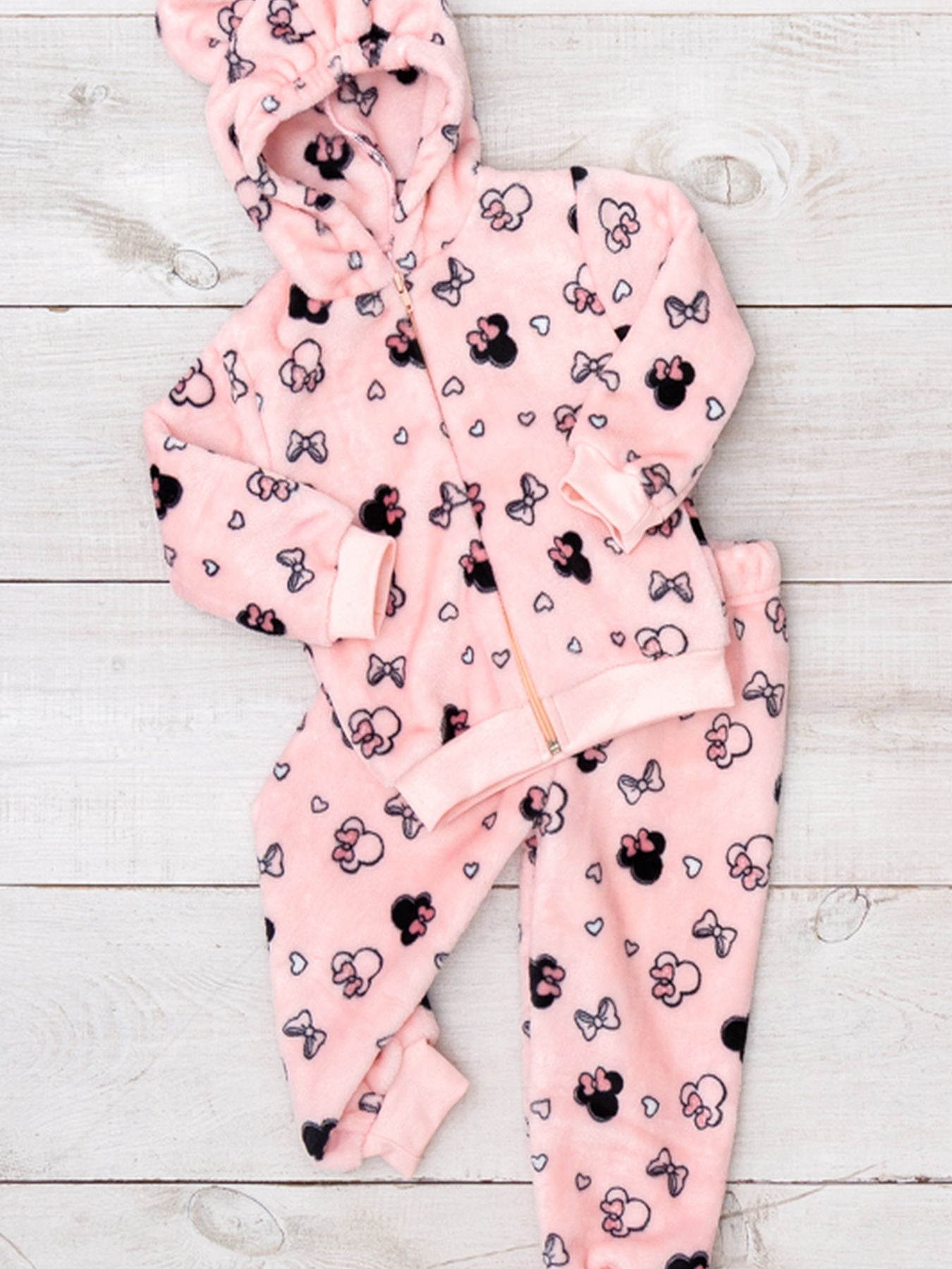 Теплий ясельний костюм для дівчинки (zip-худі з вушками та штани), Світло-персиковий Носи Своє (5031-035-5) модель 5031-035-5-mnn-rozhevo-persikovij Фото