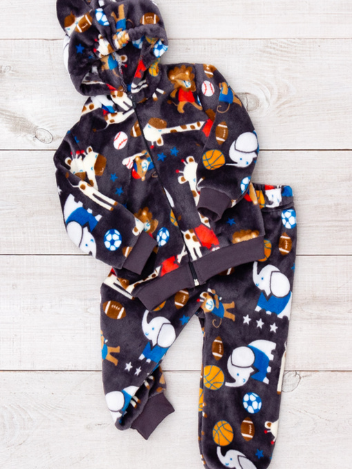 Теплий ясельний костюм для хлопчика (zip-худі з вушками та штани), Графітовий Носи Своє (5031-035-4) модель 5031-035-4-zvrqta-na-sro-korichnevomu Фото