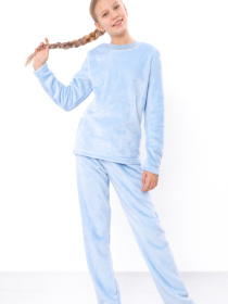 Тепла однотонна махрова піжама для дівчинки (толстовка та штани), Блакитний Носи Своє (6079-034-2) модель 6079-034-2-svtlo-blakitnij Фото