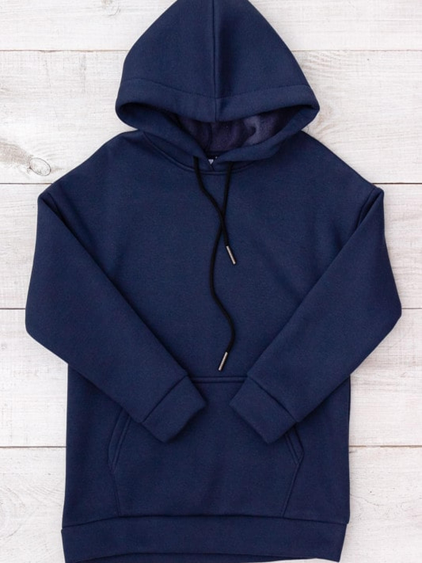 Тепле підліткове худі для хлопчика однотонне з капюшоном на шнурках, Темно-синій Носи Своє (6394-025-1) модель 6394-025-1-sinxo-chornij Фото