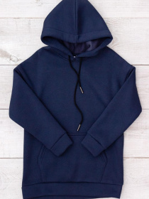 Тепле підліткове худі для хлопчика однотонне з капюшоном на шнурках, Темно-синій Носи Своє (6394-025-1) модель 6394-025-1-sinxo-chornij Фото