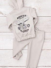 Теплий ясельний комплект для хлопчика (zip-худі та штани) з принтом, Перлинний Носи Своє (5066-025-33-4) модель 5066-025-33-4-dimchastij Фото