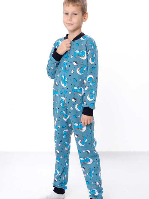 Комбінезон-спальник для хлопчика утеплений на блискавці, Бірюзовий Носи Своє (6392-024-4) модель 6392-024-4-dno-lazurno-srij Фото