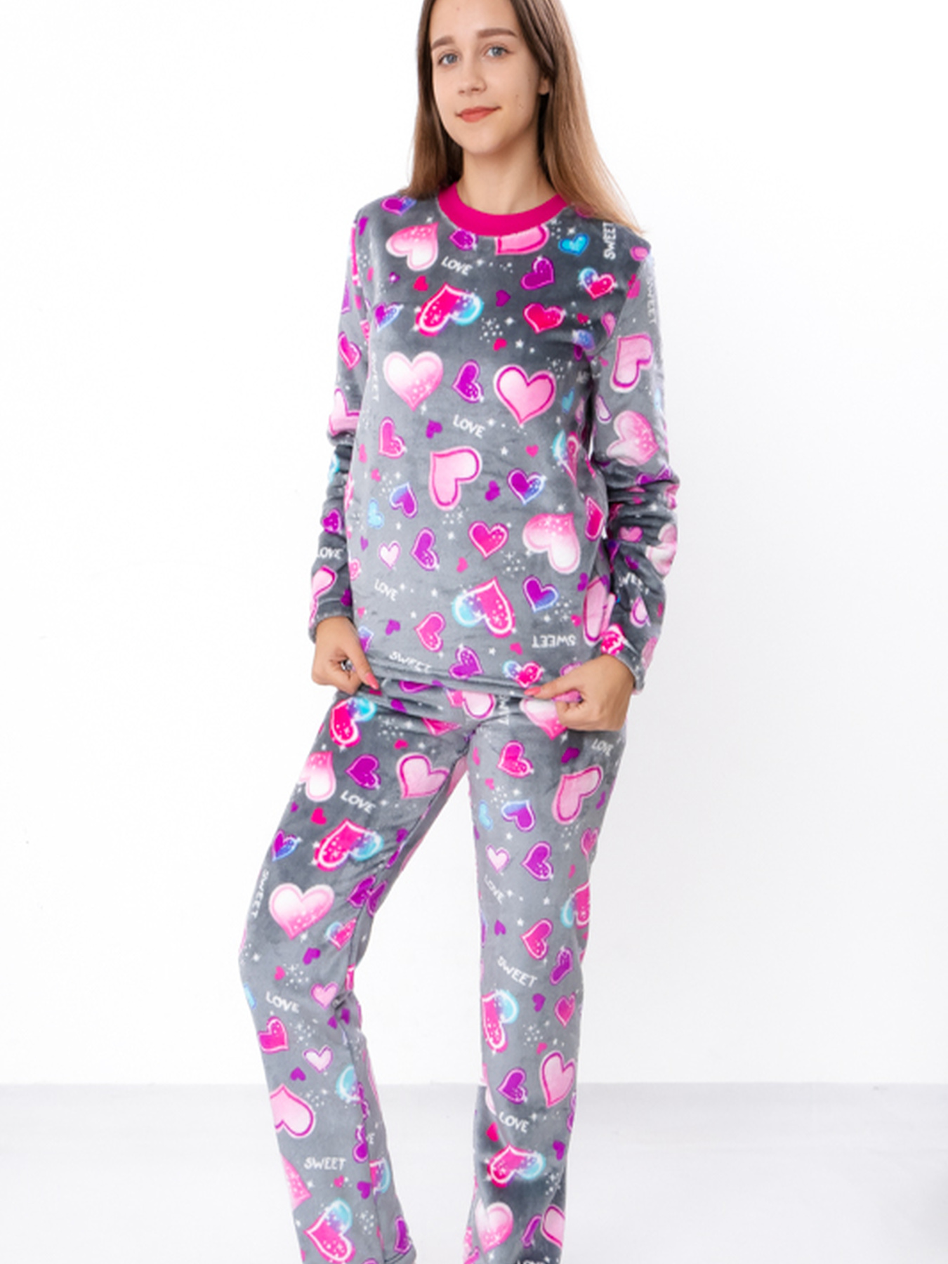 Пижама Носи своє модель 6079-035-2-1-buzkovo-rozhev-serdechka-na-sromu Фото