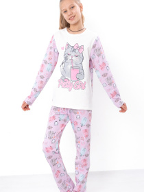 Тепла піжама для дівчинки-підлітка з тваринним принтом, Світло-рожевий​ Носи Своє (6076-024-33-2) модель 6076-024-33-2-koti-sakura Фото