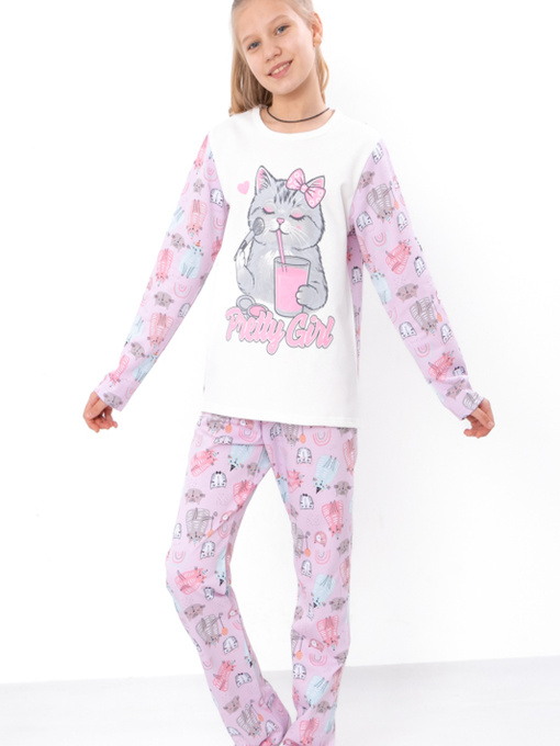 Тепла піжама для дівчинки-підлітка з тваринним принтом, Світло-рожевий​ Носи Своє (6076-024-33-2) модель 6076-024-33-2-koti-sakura Фото