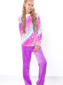 Махрова піжама для дівчинки підліткова (кофта та штани), Різнокольоровий (мультиколор) Носи Своє (6079-035-2) модель 6079-035-2-zrki-mentol-buzok Фото
