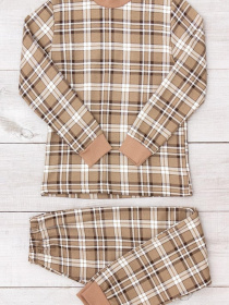 Тепла піжама для хлопчика (кофта та штани) на манжетах з принтом, Моко Носи Своє (6076-024-4) модель 6076-024-4-kltinka-svtlij-mokko Фото