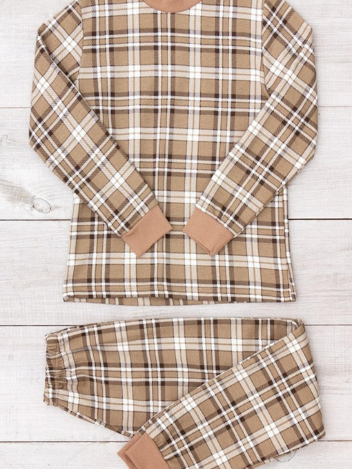 Тепла піжама для хлопчика (кофта та штани) на манжетах з принтом, Моко Носи Своє (6076-024-4) модель 6076-024-4-kltinka-svtlij-mokko Фото