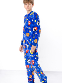 Махровий комбінезон для хлопчика-підлітка на блискавці, Електрик (насичений синій) Носи Своє (6167-035-1) модель 6167-035-1-elektrik-futbol Фото