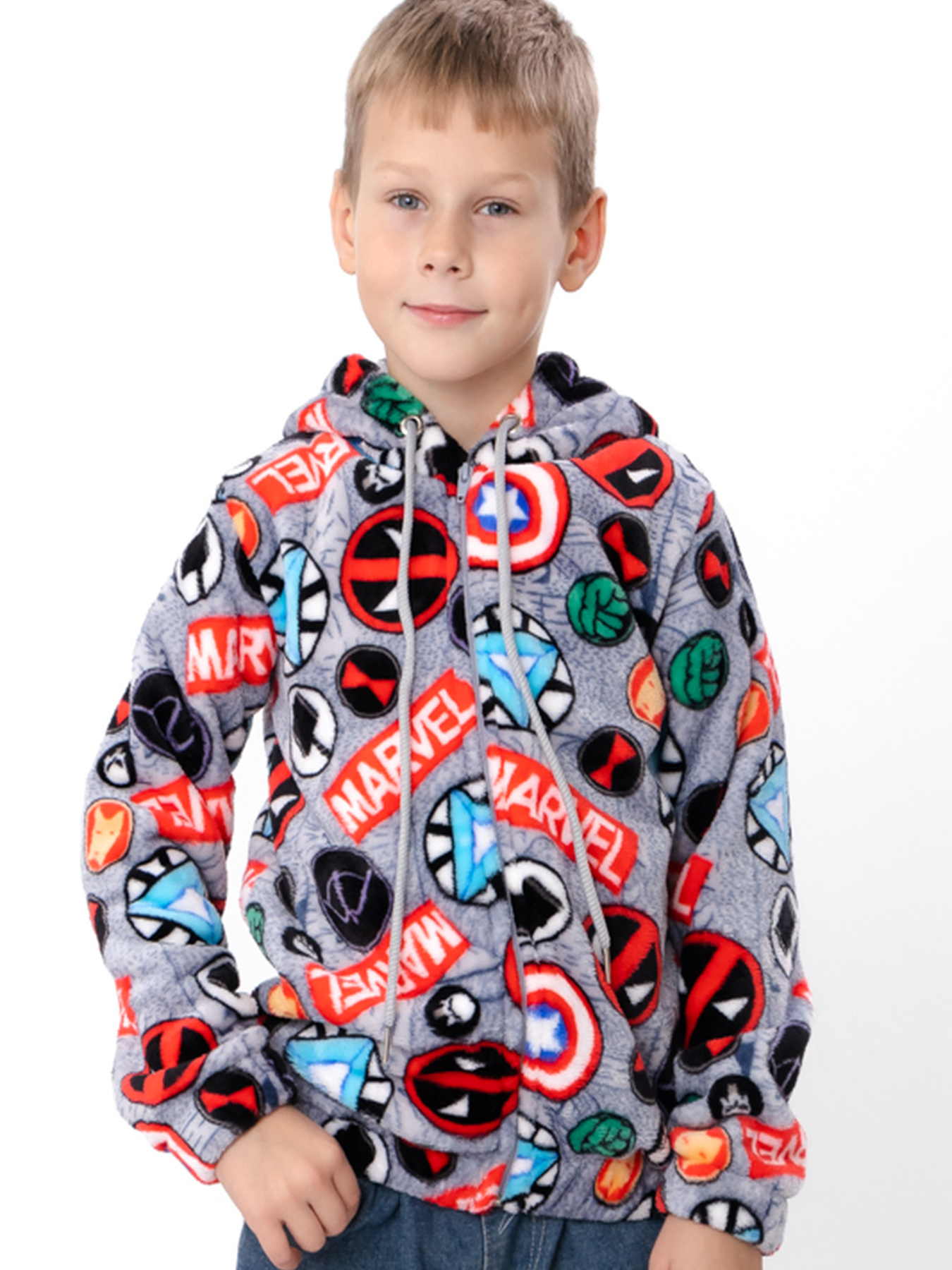 Махрова толстовка прямого крою для хлопчика на блискавці, Графітовий Носи Своє (6071-035-4) модель 6071-035-4-marvel-srij Фото
