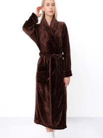 Махровий жіночий халат з кишенями (плюс сайз ), Темно-коричневий​ Носи Своє (8577-034) модель 8577-034-temno-korichnevij Фото