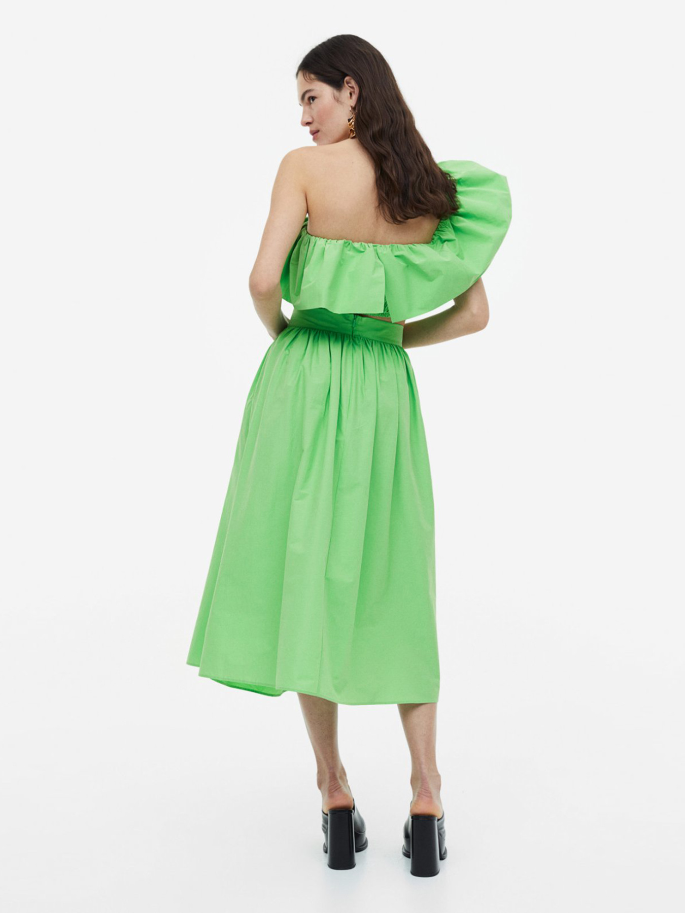 Юбка миди H&M модель 1162516wer_Салатовый Юбка миди H&M модель 1162516wer_Салатовый Фото