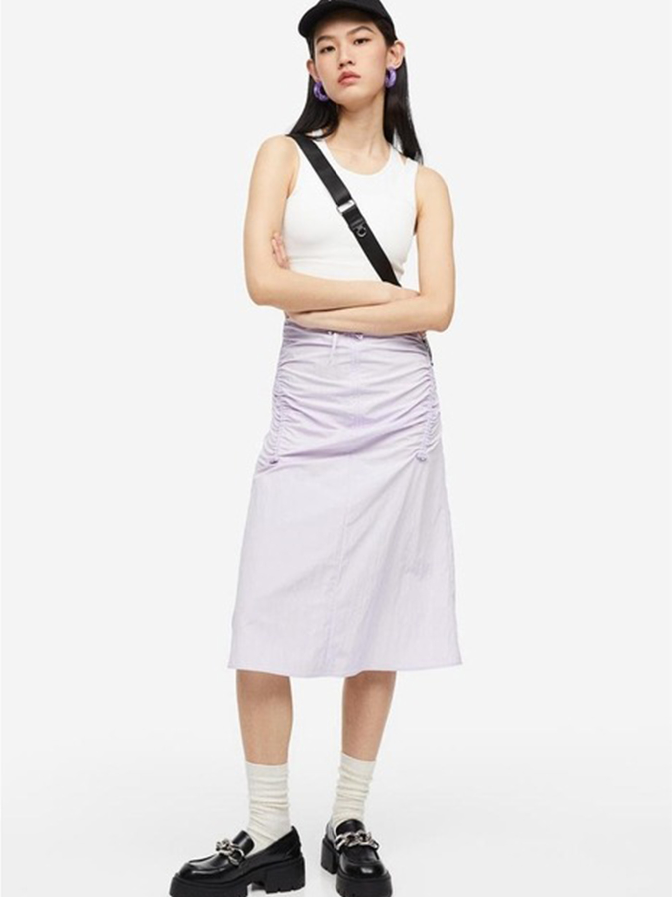 Юбка миди H&M модель 1179576wer_Светло-сиреневый Фото