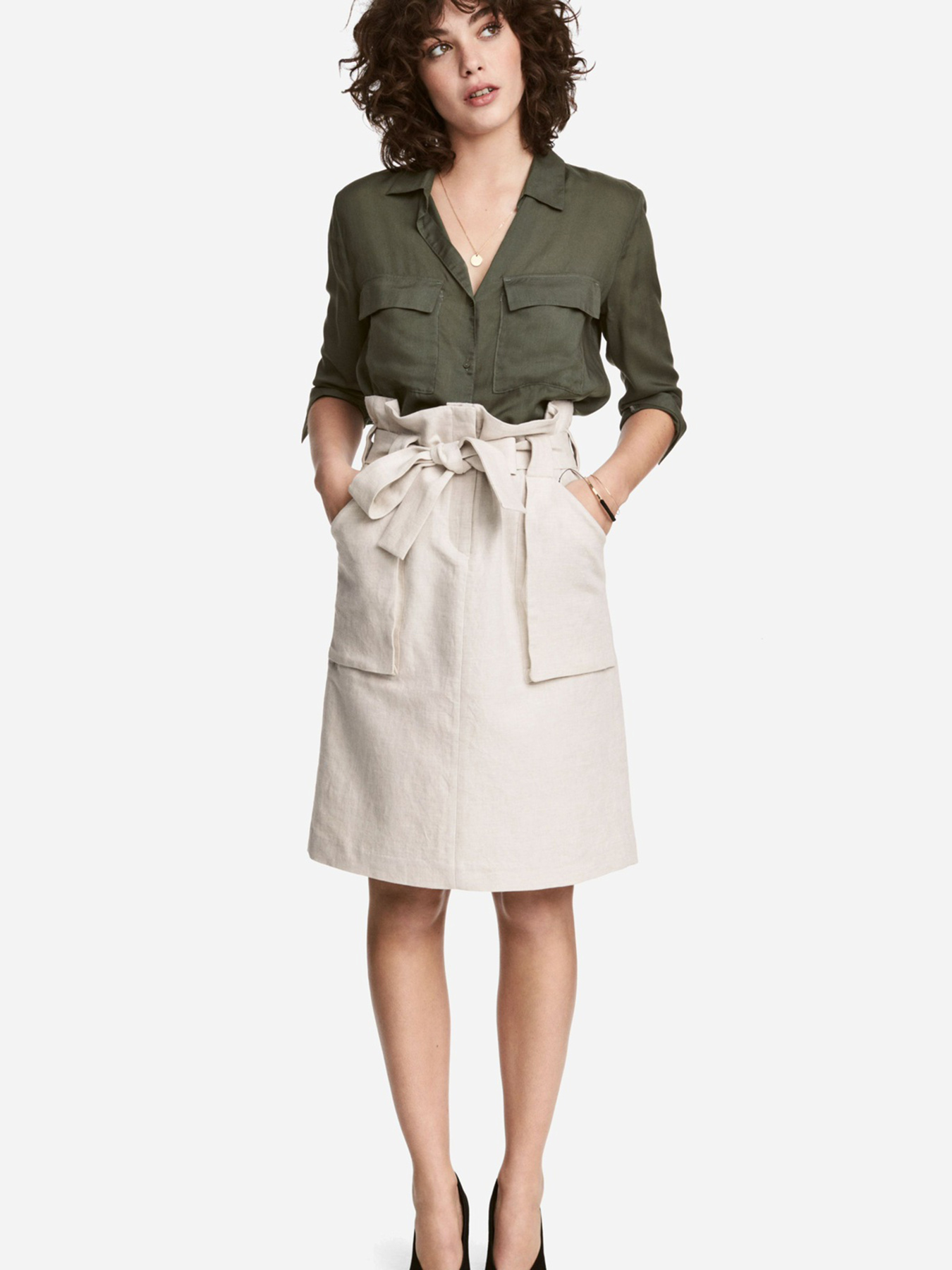 Юбка миди H&M модель 5361576wer_Светло-бежевый Фото