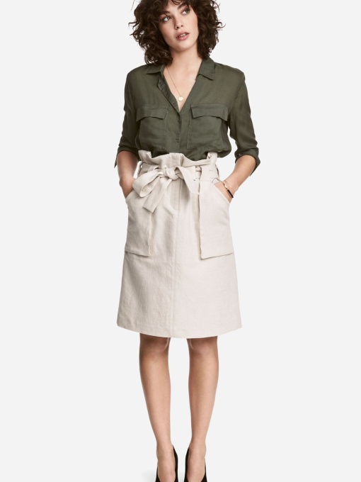 Спідниця міді H&M модель 5361576wer_Светло-бежевый Фото