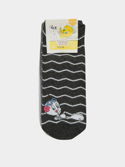 Набор Носки Looney Tunes (4 пары) модель 4868875_серый с рисунком Фото