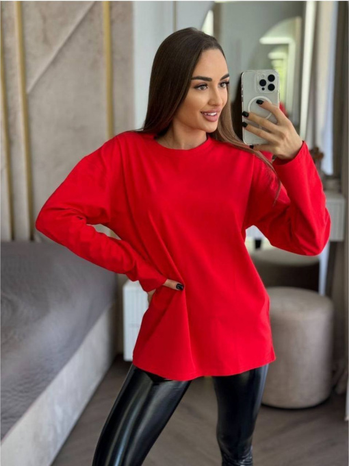 Лонгслив женский оверсайз красный модель Wn197 Фото