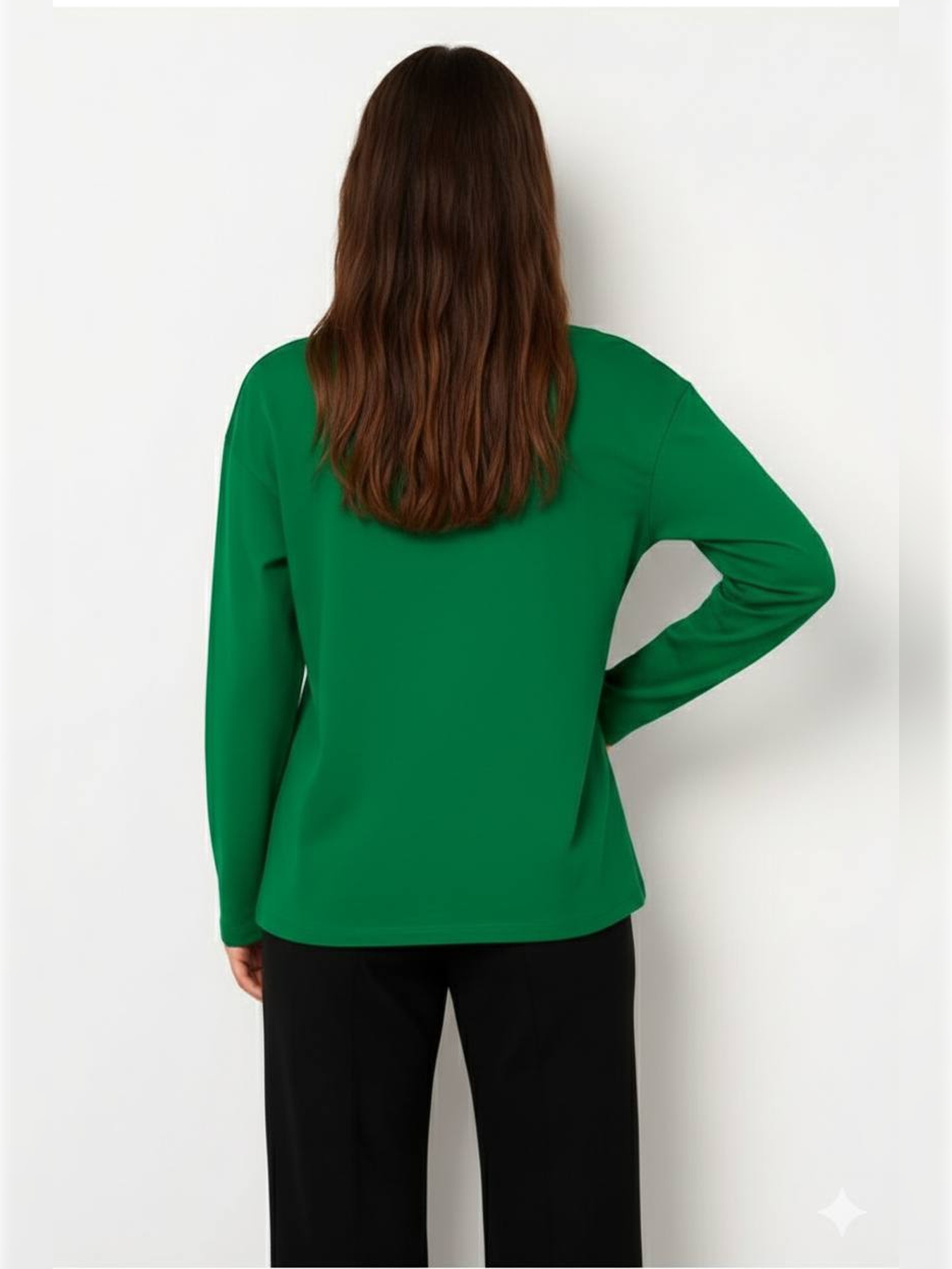 Лонгслив женский оверсайз зеленый модель Wn208 Фото