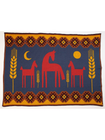 Трикотажний синій плед українського виробництва -  Родина коників MyScarf модель 9661430515681781 Фото