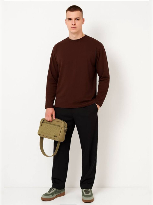 Лонгслив мужской оверсайз шоколадный модель Mn118 Фото